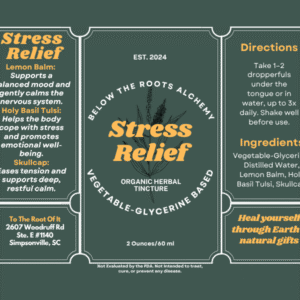 Stress Relief - Organic Herbal Tincture - 2 Ounces/60ml